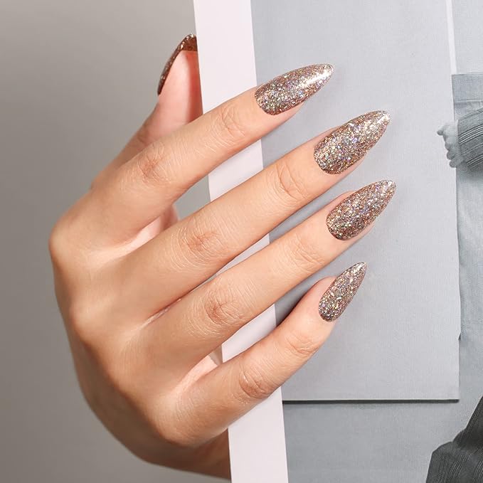 MAYCHAO 15ML Champagne Glitter Gel Nail Polish 1Pc Champagne Gel Polish Soak Off UV LED Nail Polish Nail Art Starter Manicure Salon DIY at Home, 0.5 OZ