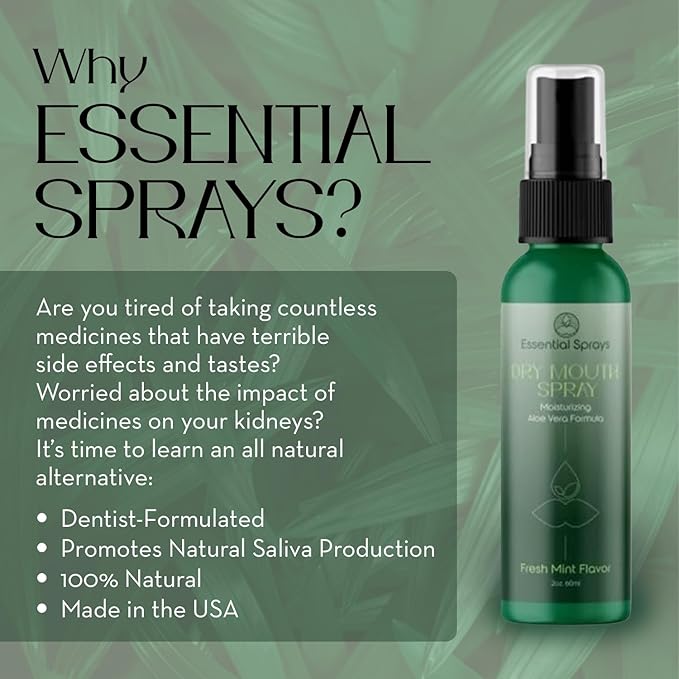Dry Mouth Spray (2-Pack) - Moisturizing Aloe Vera Formula, Fresh Mint Flavor - Promotes Saliva Production & Soothes Dry Mouth - 2 fl. oz.