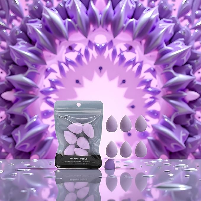 12 PCS Mini Makeup Sponge Small Beauty Sponge Blender Set for Foundation, Powder, Concealer Highlight,and Eye Shadow, Purple