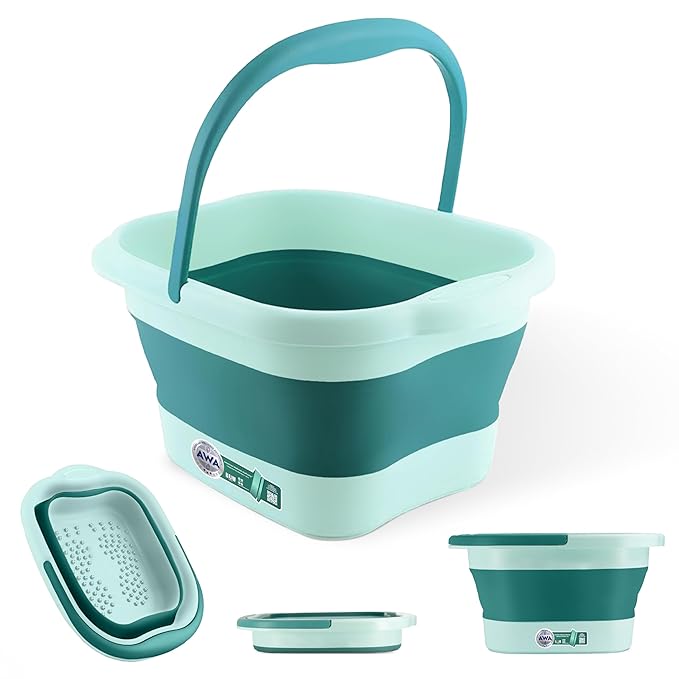 Foot Soaking Tub for Soaking Feet, Collapsible Foot Tub, Foot Bath Soak Tub with Massage Nodes, Large Pedicure Foot Spa Bucket, Portable Foot Soaker Container for Foot Care Routine at Home