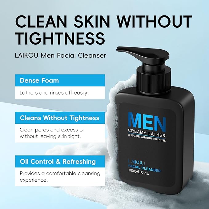 LAIKOU Skin Care Set, Gifts for Men, Skincare Gift Set, Men Skincare with Facial Cleanser, Toner, Lotion, Eye Cream, Serum Father's Day Christmas Birthday Valentines for Him Dad Husband Boyfriend