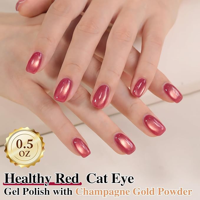 Double Rhythm 0.5 OZ Cat Eye Gel Polish with Magnet 15ML Holographic Glitter Shimmer Translucent Jelly Color Magnetic Nail Polish Salon DIY at Home (Dreamy Rose Purple-MC1273)