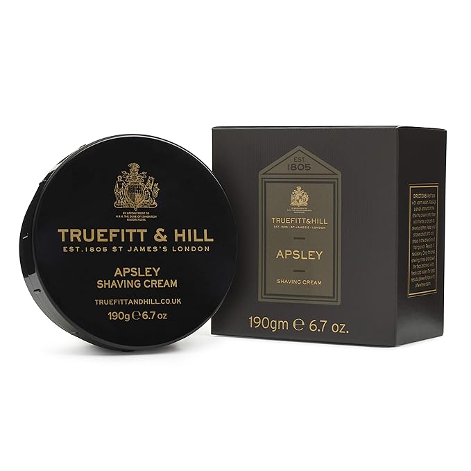 Truefitt & Hill Shaving Cream Bowl - Apsley - Premium Glycerin-Based Lather, Smooth Glide, and Hydration for a Luxurious Shave - 6.7 oz.