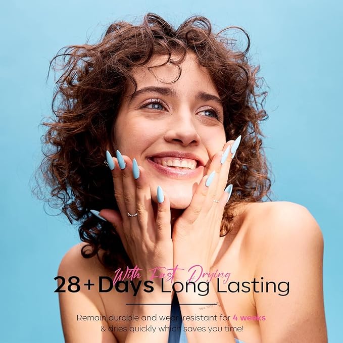 modelones Blue Gel Nail Polish, Pastel Light Blue Polish 15 ML Soak Off Soft Nail Polish Gel Nail Art Starter Salon Manicure Holiday Gift for Women Girl