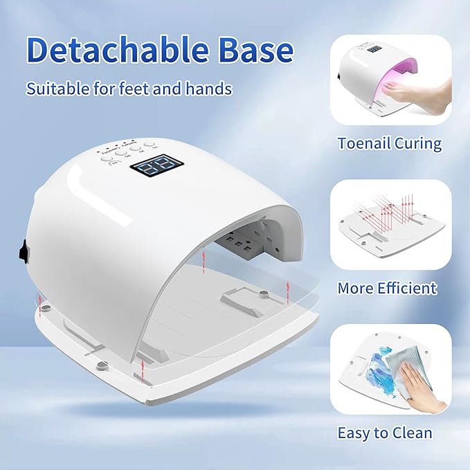 UV LED Nail Lamp, 86W Rechargeable Cordless Nail Dryer, 52 Lamp Beads 4 Timers Settings & Auto Sensor, Professional Gel Polish UV LED Nail Light for Salon & Home (White)