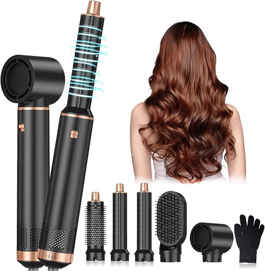 5 in 1 Hair Dryer Brush Set, Air Curler Wrap Hair Styler Blow Dryer Brush with 3 Temps, Upgrade Negative Ion Hot Air Brush Curling Brush Iron, Hair Styling Tools for Dry Curl Straighten