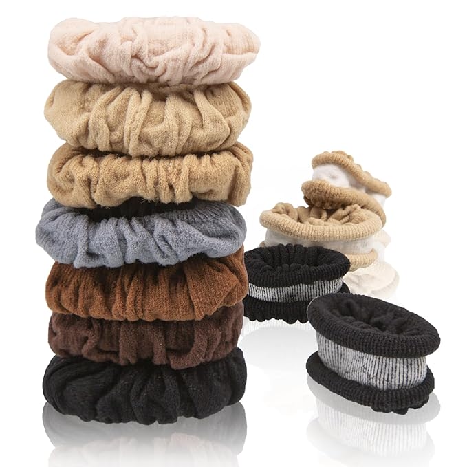 Hair Scrunchies For Women's Hair Black Seamless Hair Ties No Damage Ponytail Holders With All Day Hold Thick & Curly & Heavy Fine Hair Accessories Strong Elasticity No Snag Dents Breakage
