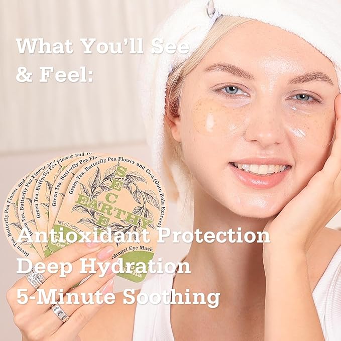 Matcha Hydrogel Under Eye Patches 28 Pairs Antioxidant Green Tea Eye Mask for Puffy Eyes and Dark Circles 5 Minute Cooling Hydration Under Eye Treatment Ophthalmologist Tested