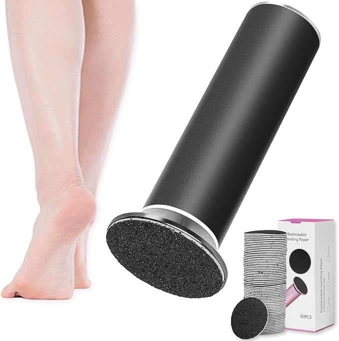 Dermawave Electric Foot File Callus Remover for Feet, Professional Foot Scrubber Sander Grinder for Dead Skin Cracked Heel, Pedicure Tool with 60 Sandpaper Discs for Men & Women
