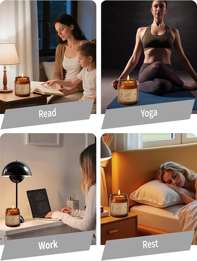 Scented Candles for Home, 16oz Large Amber Jar Scented Candle – Vanilla Soy Wax Candle with 100 Hour Burn Time, Long Lasting Aromatherapy Candle for Relaxing Home Fragrance & Gift Giving