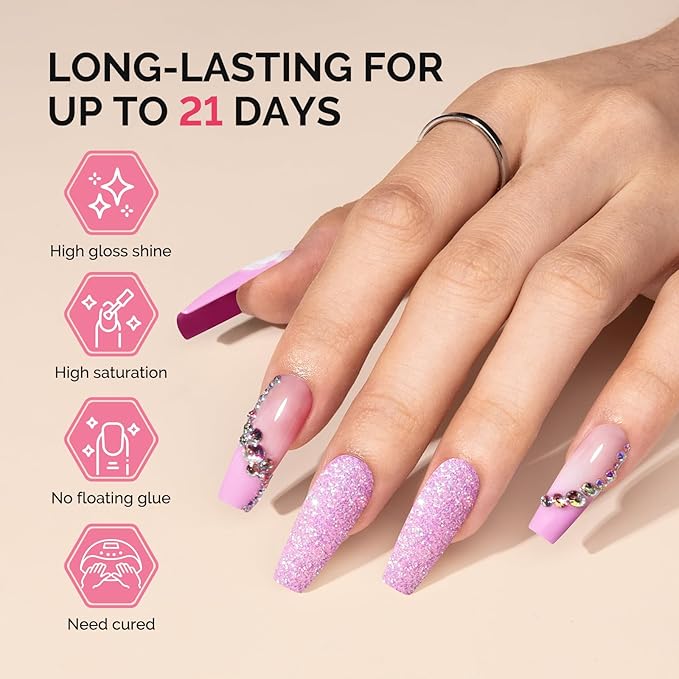 MelodySusie Fleurwee Plant Based Gel Nail Polish, Hema Free Purple Pink Nail Polish, Soak Off UV LED Gel Polish Gift for Women 21 Non Toxic Long Lasting Nail Art Manicure Salon DIY at Home P44