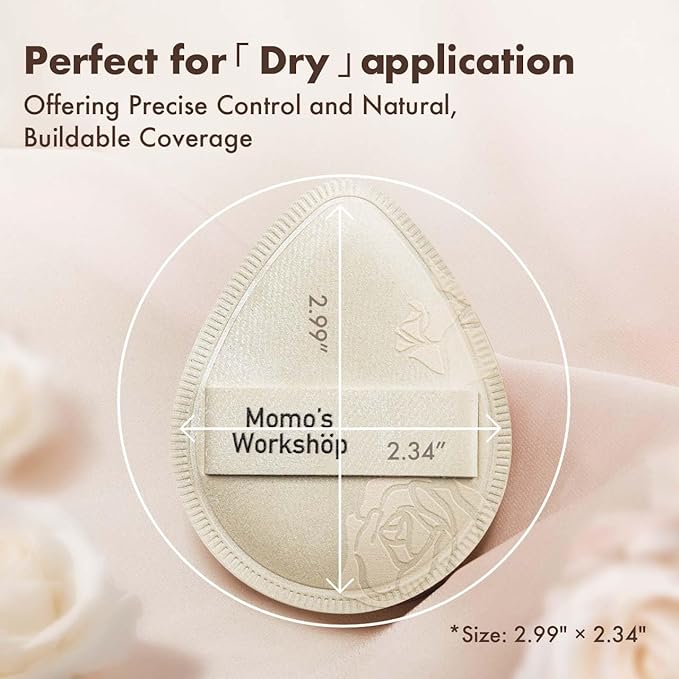 Satin White Egg Makeup Sponge,Firm Bounce Rubycell,Cushion Sponge with Wide PU Leather for Quick-Dry/Full Coverage Foundations,Cosmetic Puff,2pcs Beauty Puffs&Storage Case