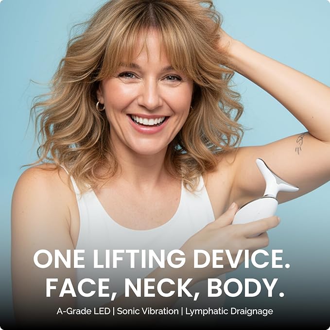 MyoGlow LED Arm, Neck, and Face Total Body Sculpting Device from MyDermaDream paired with Niacinamide Serum and NoTox Serum