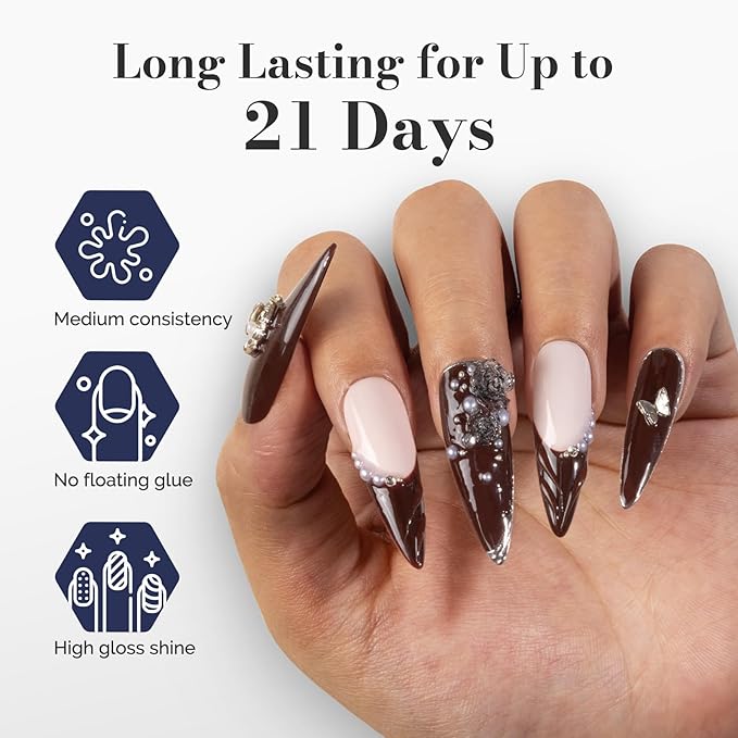 MelodySusie Fleurwee Plant Based Gel Nail Polish, 2 Pcs Hema Free Gel Polish Red Brown and Nude Pink Nail Polish 21 Non Toxic Long Lasting Nail Art Salon DIY Manicure at Home Gift for Women