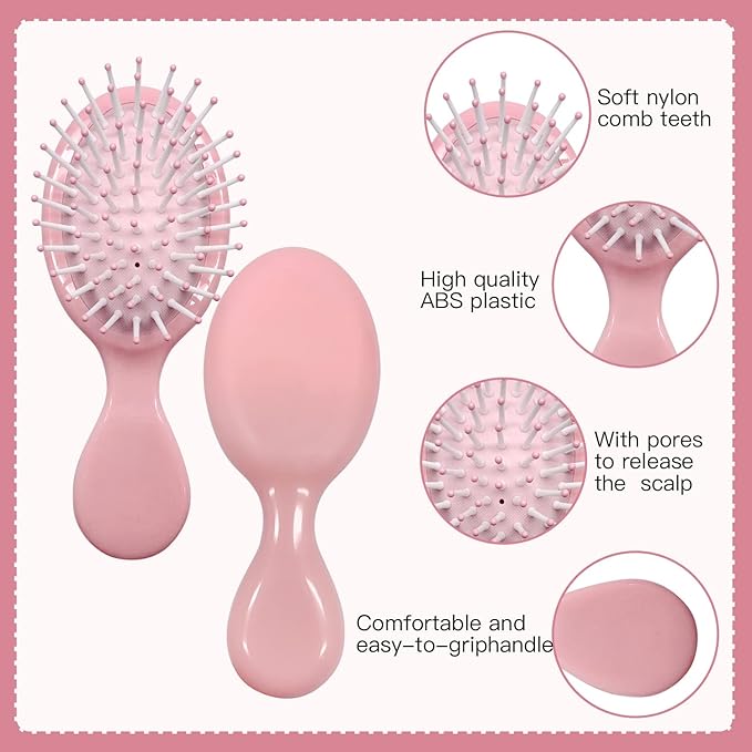 56 Pieces Mini Wet Hair Brush, Travel Detangling Brush, for Most Hair Types, with Ease Knots Without Tears or Breakage, Multicolor