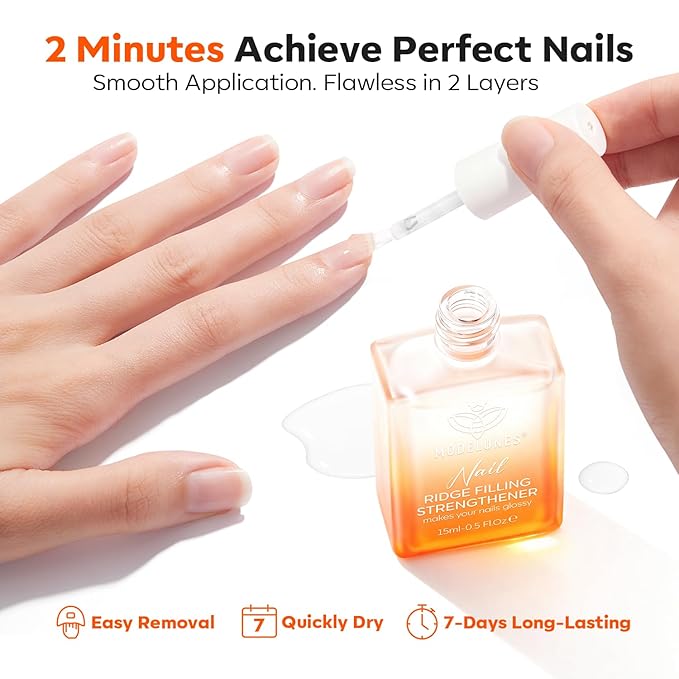 modelones Nail Strengthener and Growth Clear Nail Polish Scented Nail Repair for Damaged Nails Hardener Extra Strong and Growth for Women Nail Care Natural Concealer Foundation 15 Ml 0.5 Fl Oz