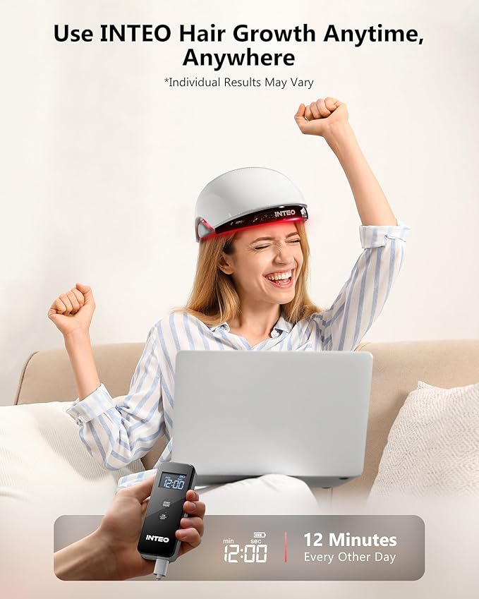 Red Light Therapy for Hair Growth, Laser Hair Growth Cap for Hair Loss, Rechargeable Battery- FDA Cleared Hair Growth for Men & Women, Wireless Red Light Hair Therapy, 162 Lasers