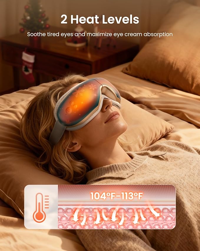 RENPHO White Elephant Christmas Birthday Gifts for Mom Dad Women Men Her Him, Eyeris 1 Eye Massager with Heat, Eye Mask for Migraine, Smart Sleep Mask for Dry Eyes Relax, Reduce Strain Xmas Green