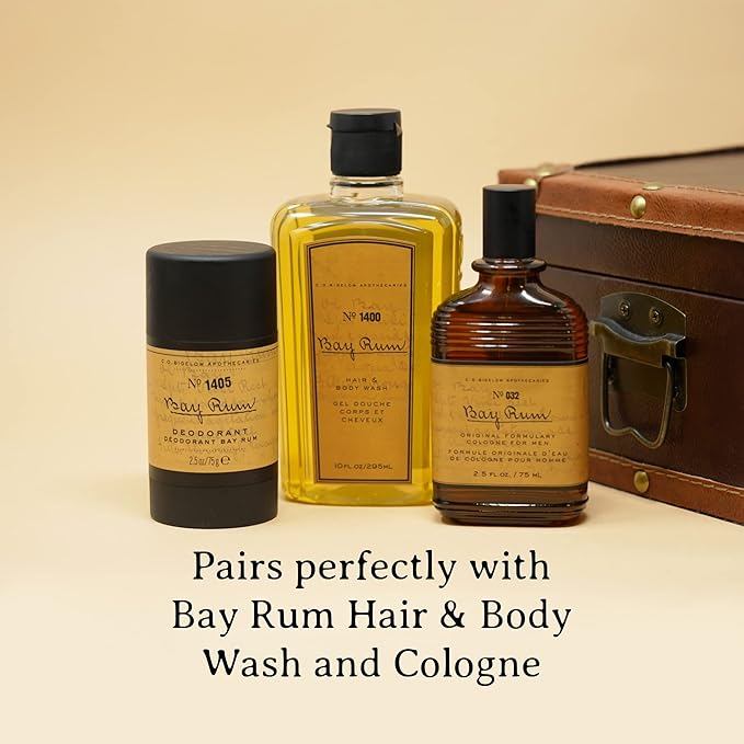 C.O. Bigelow Bay Rum Aluminum Free Deodorant for Men, Citrus & Spice Scented Non Toxic Deodorant, Gel Stick Formula, 2.5oz