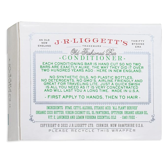 J·R·LIGGETT'S Conditioner Bar - Original Formula, All Natural Hair Conditioner with Coconut Oil & Cocoa Butter - Sulfate Free, Gmo Free, Plant-Based Ingredients for Soft & Smooth Hair, 1.75oz - 1 Pack