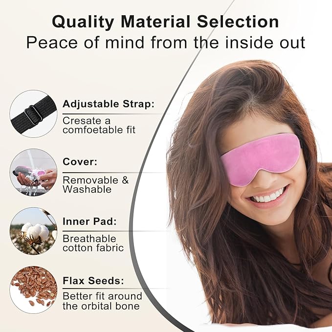 KOVNLO Heated Eye Mask, Washable USB Electric Moist Heat Warm Compress for Eyes, Eye mask with Flaxseed for Dry Eyes, Blepharitis, Chalazion, MGD, Stye Eye Treatment