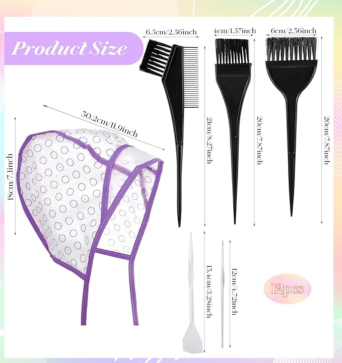 Bleach Cap, 12Pcs Highlight Cap Kit, Precise Partitioning Preset Hollow Holes Leak-proof Isolation to Improve the Efficiency and Effect of Highlighting for Highlights