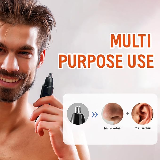 7AM2M Personal Care Electric Nose and Ear Hair Trimmer – Rechargeable, 9000 RPM High-Speed Precision Cutting, Detachable Washable Blade, Portable Design Black
