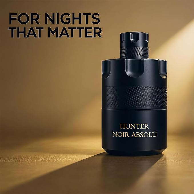 HUNTER NOIR ABSOLU Long-Lasting Men's Cologne Eau de Parfum | 100ml Dark Woody Night Fragrance | Gift Set for Him