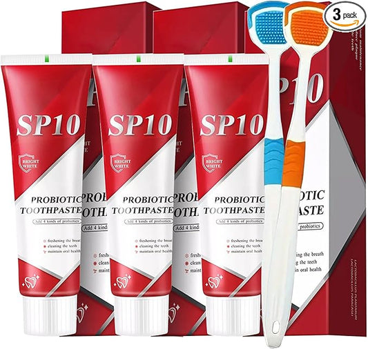 SP 10 Probiotic Whitening Toothpaste, Natural Oral Care with Probiotics for Whiter Teeth, Fresh Breath & Gum Health
