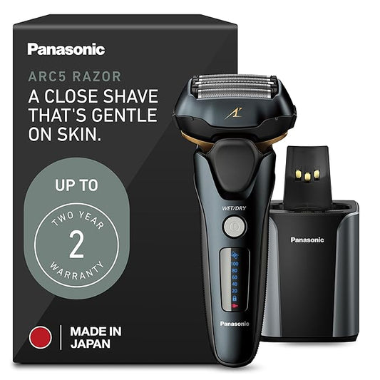 Panasonic Electric Razor for Men, Electric Shaver for Men, ARC5 with Premium Automatic Cleaning and Charging Station, Wet Dry Shaver, Cordless Razor, with Pop-Up Trimmer ES-LV97-K, Black