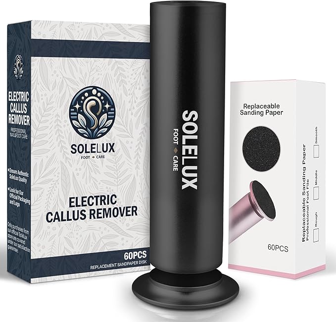 Upgraded 2025 Electric Foot File – Callus Remover for Women & Men with Adjustable Speed, 60 Sanding Pads & Dead Skin Exfoliation – at-Home Pedicure Tool for Dry, Cracked Feet(Black)