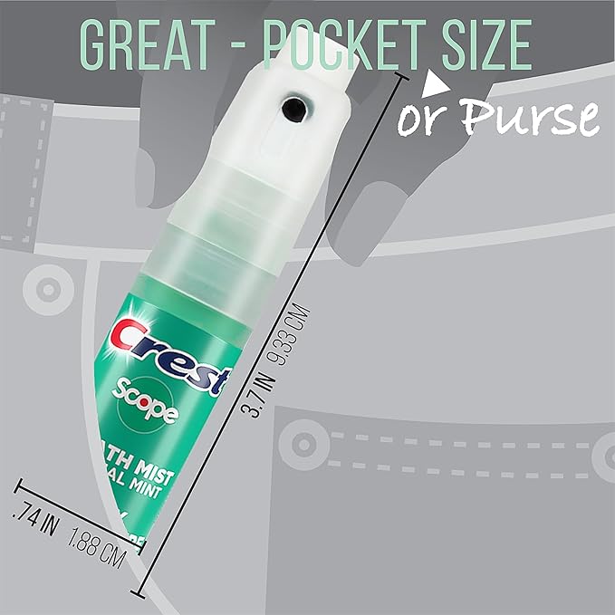 Crest Scope | One 3-Pack of Mint Breath Mist Sprays (3 Total Sprays) - 0.24 Ounce (7mL) Each – 0.72 Ounces Total