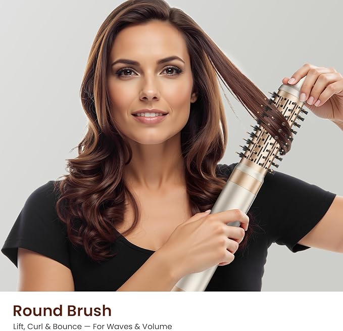 6-in-1 Hot Air Styler – Hair Dryer & Versatile Air Styler with Auto Curler, Volumizing Brushes, Straightener，Frizz-Free Hair Styler for Curling, Straighting, Smoothing & Adding Volume, No Heat Damage