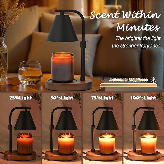 SOKCVSEA Candle Warmer Lamp Timer Height Adjustable, Birthday Gifts for Women Mom Gifts, House Warming Gifts New Home Decor, Wax Melt with 2 Bulbs Blacks