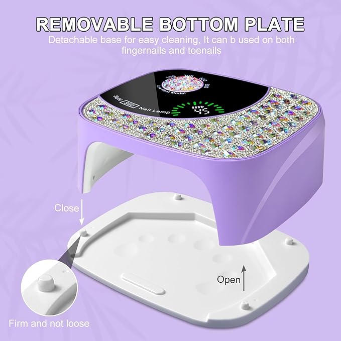 LIMEGIRL UV LED Nail Lamp Kit for Gel Polish Professional Fast Curing Purple Dryer Light Set with 4 Timer Settings Cordless Rechargeable Nail Art Cure Machine with UV Gloves and Automatic Sensor