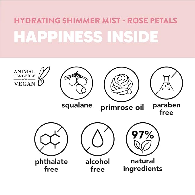 Onyx Professional Hydrating Shimmer Mist with Squalane & Primrose Oil, Rose Petals, 6.5 fl oz, 2pk - Shimmer Hair and Body Mist Creates a Radiant Glow with Lightweight Moisture