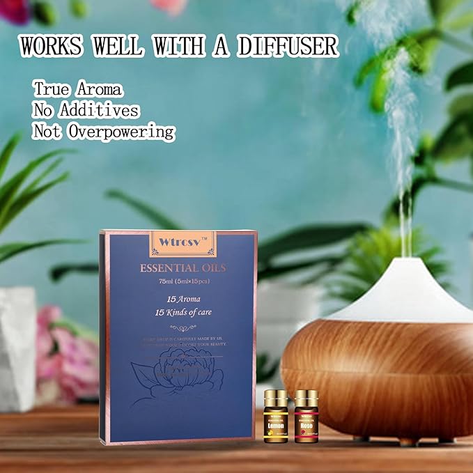 Essential Oils Set - Top 15 Scents for Diffuser, Humidifier, Home Care, Aromatherapy, Massage, Candle & Soap Making - Nice Gift for Family & Friends