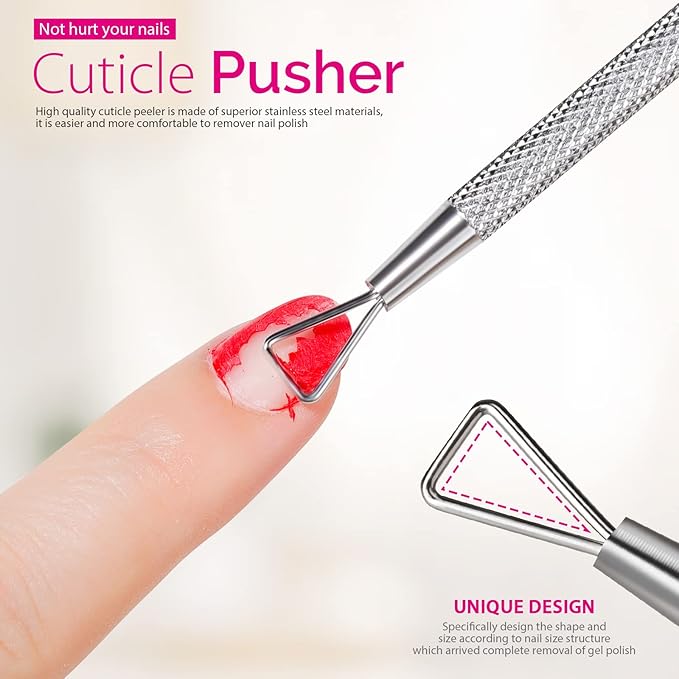 Teenitor Nail Gel Remover Tools Kit with Nail Remover Clips, Nail Remover Pads, Nail Brushes, Nail File Buffer, Cuticle Peeler Black