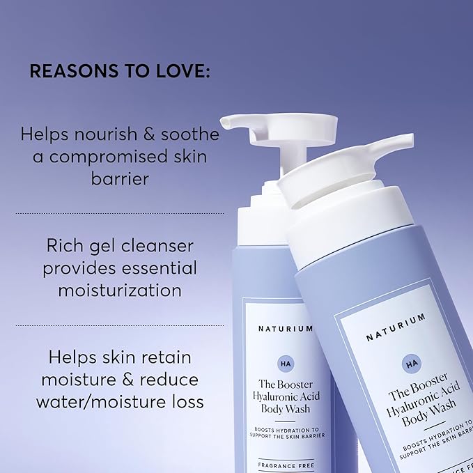 Naturium The Booster Hyaluronic Acid Body Wash, Hydrating & Moisturizing plus Minimizes Dryness, with Glycerin & Vitamin B5, 16.9 oz