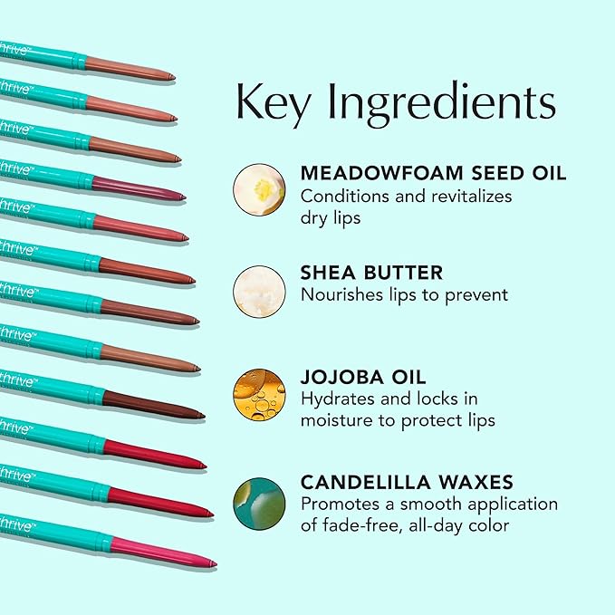 Thrive Causemetics Lip Filler Long-Wearing + Plumping Lip Liner, Shea Butter Hydrating Lip Plumper Retractable Lip Liner Pencil, Built In Sharpener, Vegan & Cruelty Free, Jesse (Pale Rose Ginger)