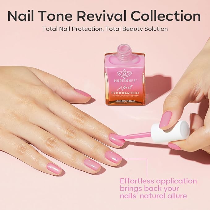 modelones Nail Strengthener Jelly Purple Pink Nail Repair for Damaged Nails Strengthening Polish 15ml Nail Growth and Strengthener Natural Concealer Foundation Nail Care Gifts for Women