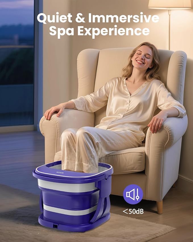 Puboo Collapsible Foot Spa Bath Massager with Heat, 95-115°F Precise Temp Control, Motorized Massage Rollers, Heated Foot Bath Soak Tub, Fits US Men’s Size 11, Gift for Christmas, Thanksgiving