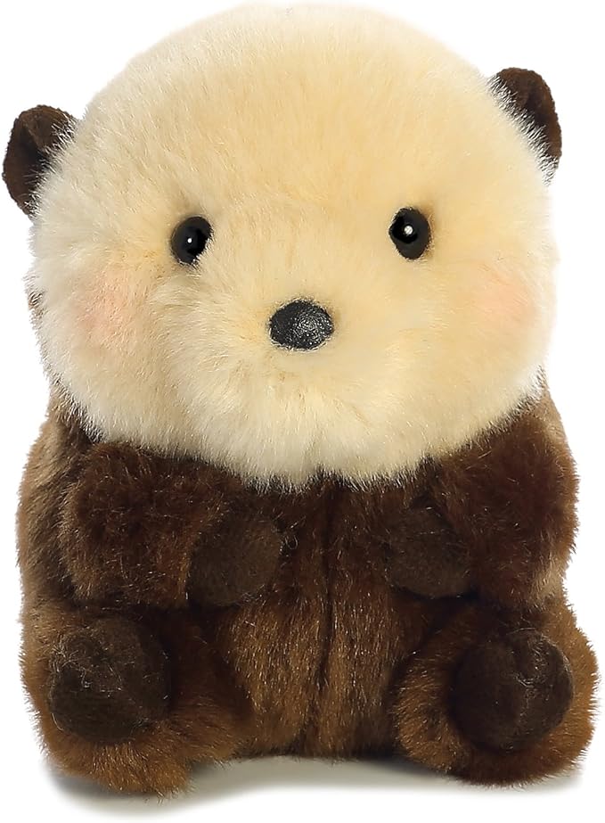 Aurora® Playful Rolly Pet™ Smiles Sea Otter™ Stuffed Animal - Compact Size for On-The-Go Fun - for Adults, Kids, Birthdays, and Anniversaries - Brown 5 Inches