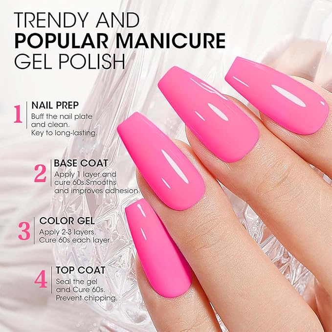 JR 9pcs 0.5oz Neon Gel Nail Polish Set Including Red Pink Nude Blue Orange Profesional Gel Polish Kit Soak Off Polish Home DIY Soak Off UV LED Nail Gel Kit DIY Manicure