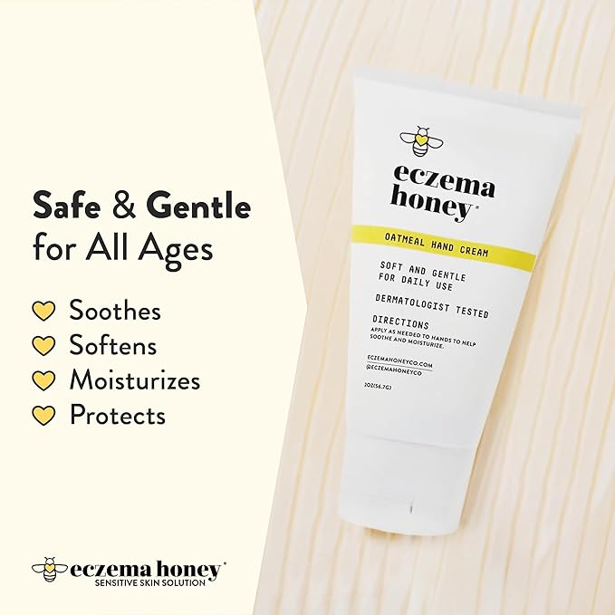 ECZEMA HONEY Oatmeal Hand Cream - Natural Hand & Body Lotion for Eczema Rash Relief - Eczema Cream for Dry, Itchy, Sensitive, & Irritable Skin (2 Oz)