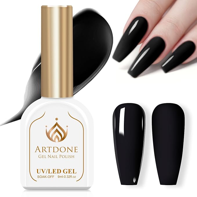 Artdone Gel Nail Polish Hema-free Solid Color Black For All Seasons Neutral Soak Off LED Lamp Needed For Manicure Nail Art