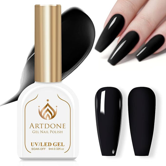 Artdone Gel Nail Polish Hema-free Solid Color Black For All Seasons Neutral Soak Off LED Lamp Needed For Manicure Nail Art