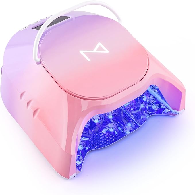 M - GlowPro Professional Hybrid 86W Wireless Rechargeable UV LED Nail Curing Lamp Cordless Nail Dryer for Gel Nails, Manicure, Pedicure (Ombre Purple)