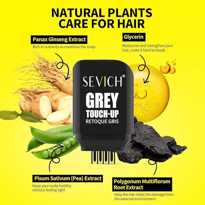 SEVICH Hair Color Stick For Gray Roots- Instantly Cover Grey Hair Dye Comb,Four Toothed Comb Design for Sparse Hairlines Coverage, Contains Natural Plant Extracts,for Men and Women,15g(Black)