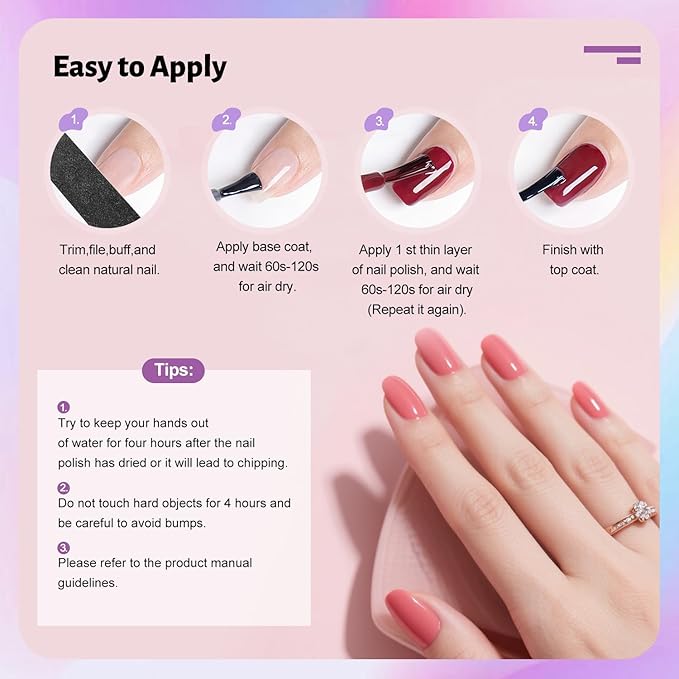 Nail Polish Set, 10 Color With 2PCS Base and Top Coat Nail Polish